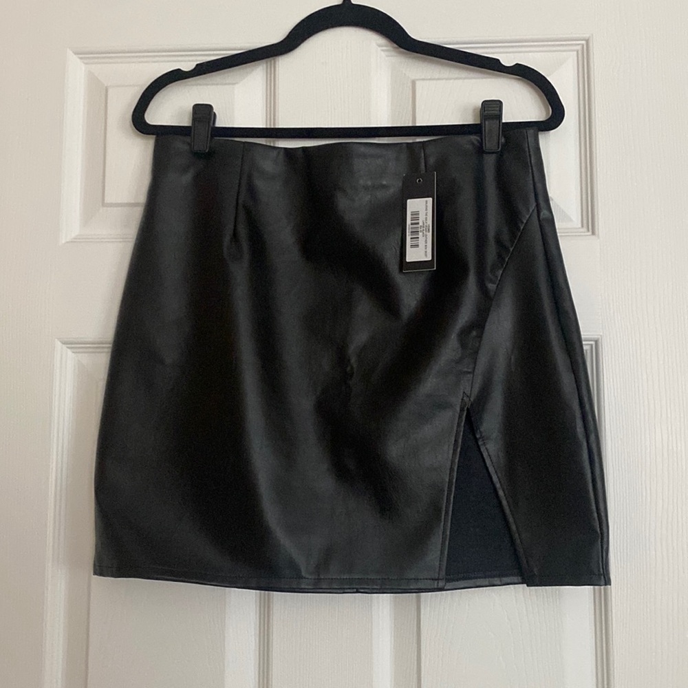 NWT Vegan Leather Black Mini Skirt